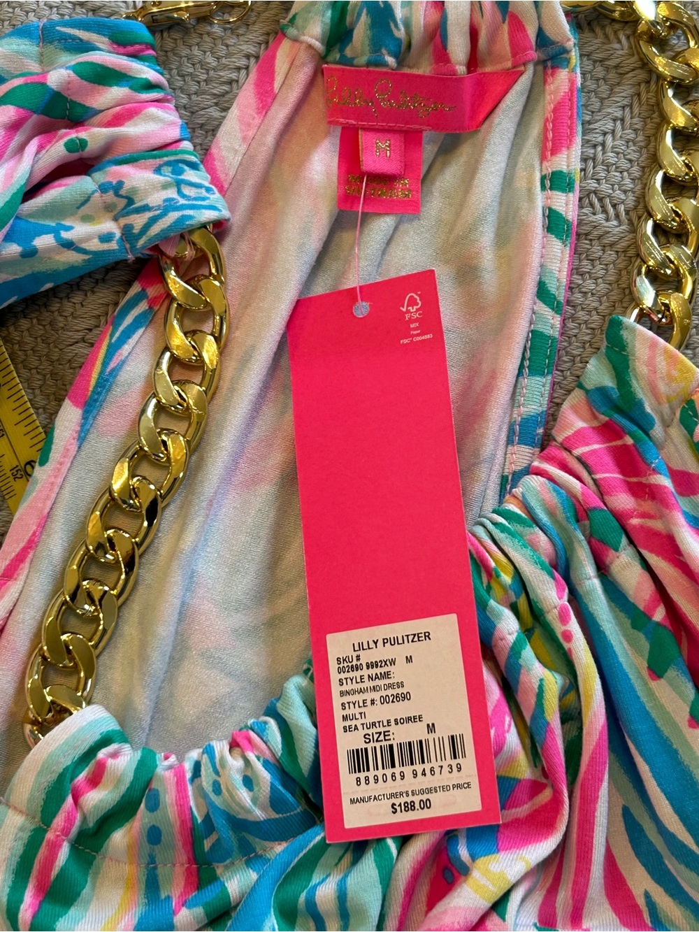NWT SZ 8 Lilly Pullitzer Tropical Halter Maxi Dress in Pink, Teal & White - Picture 5 of 8